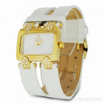 White Leather Wristwatch in Thick Strap, Customized Colors and Logos are Welcome